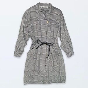 Vintage 90s Houndstooth Long Sleeve‎ Dress 10 Office Wear